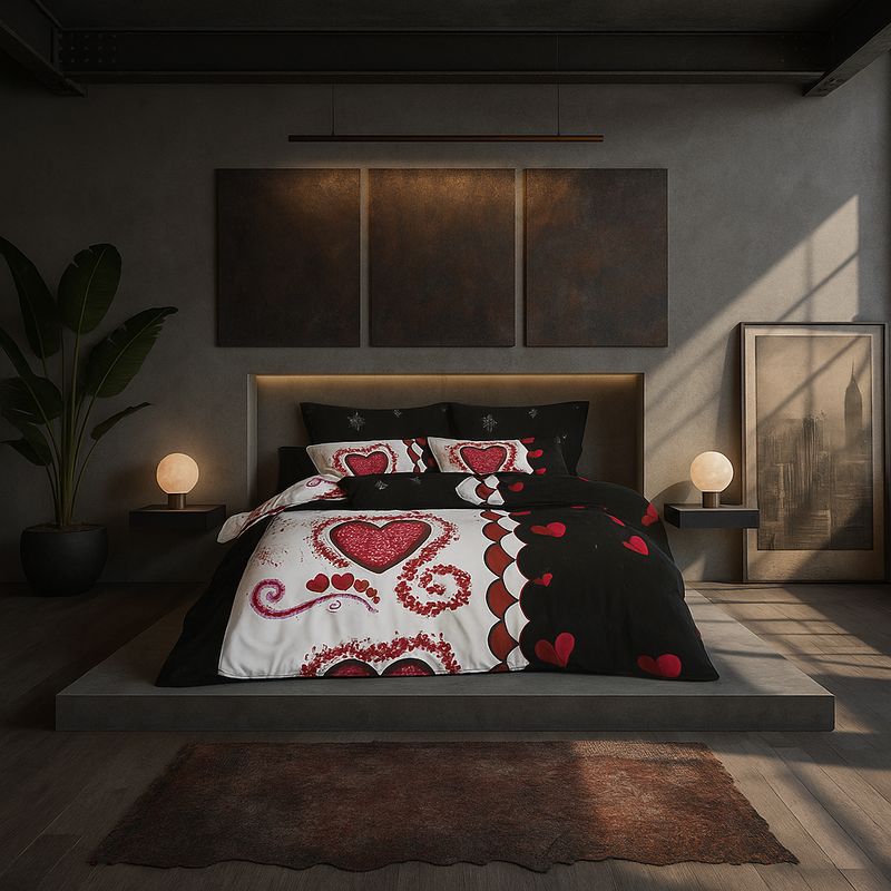 ARMONIA - Ropa de cama 2 plazas Queen diseño Corazon modelo 637