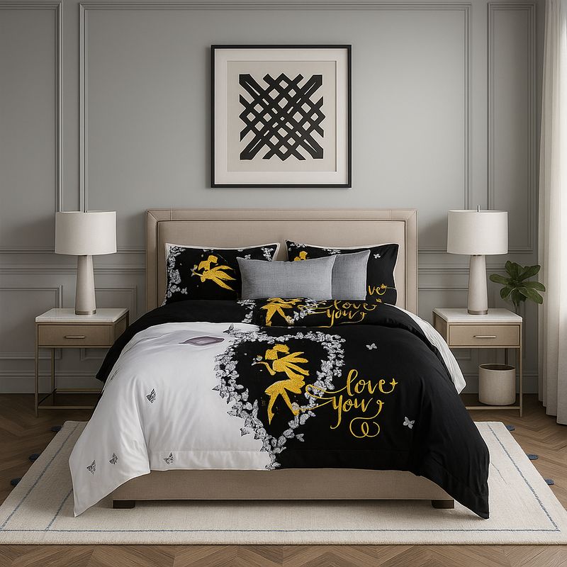 ARMONIA - Ropa de cama Queen 2 plazas diseño Love You modelo 641