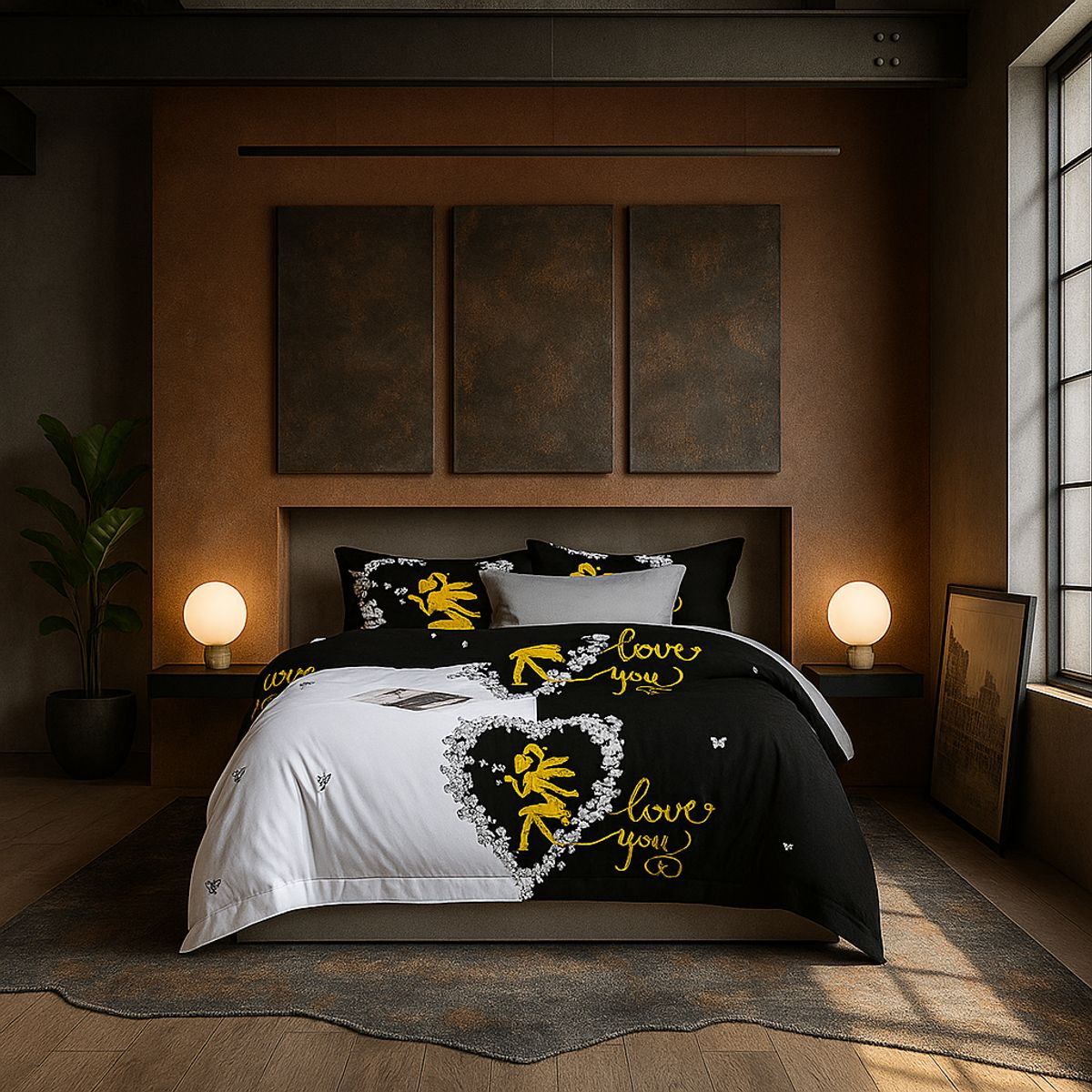 ARMONIA - Ropa de cama Queen 2 plazas diseño Love You modelo 641