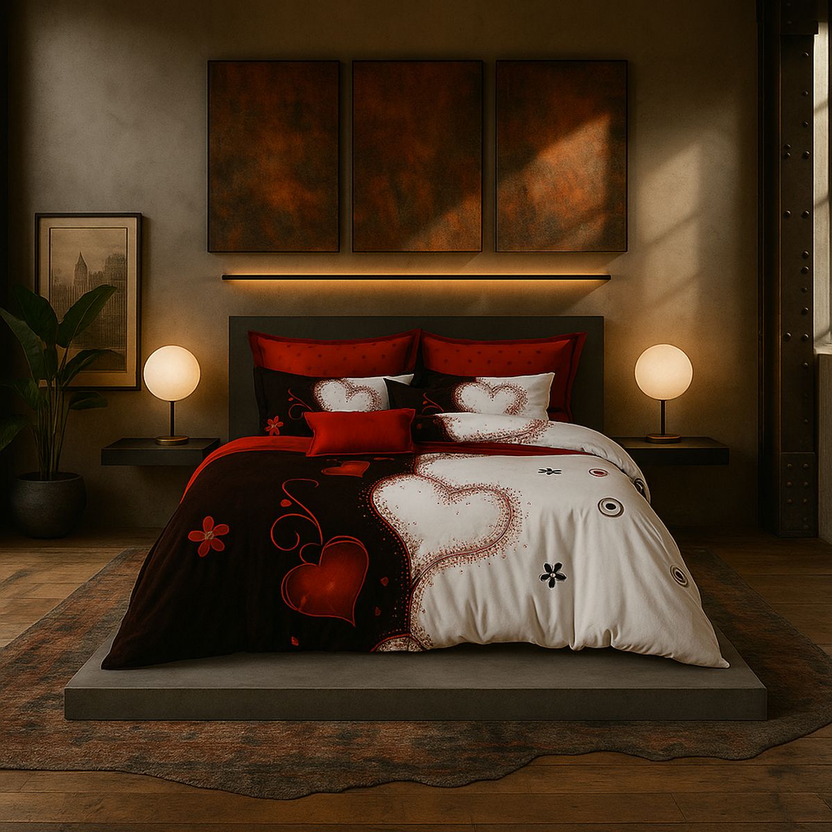 ARMONIA - Ropa de cama cama King de 25 plazas diseño Queen Corazones modelo 635