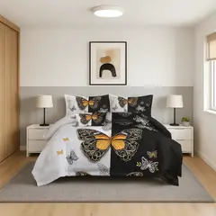 ARMONIA - Juego de sábanas King 25 plazas diseño Queen Mariposas modelo 639