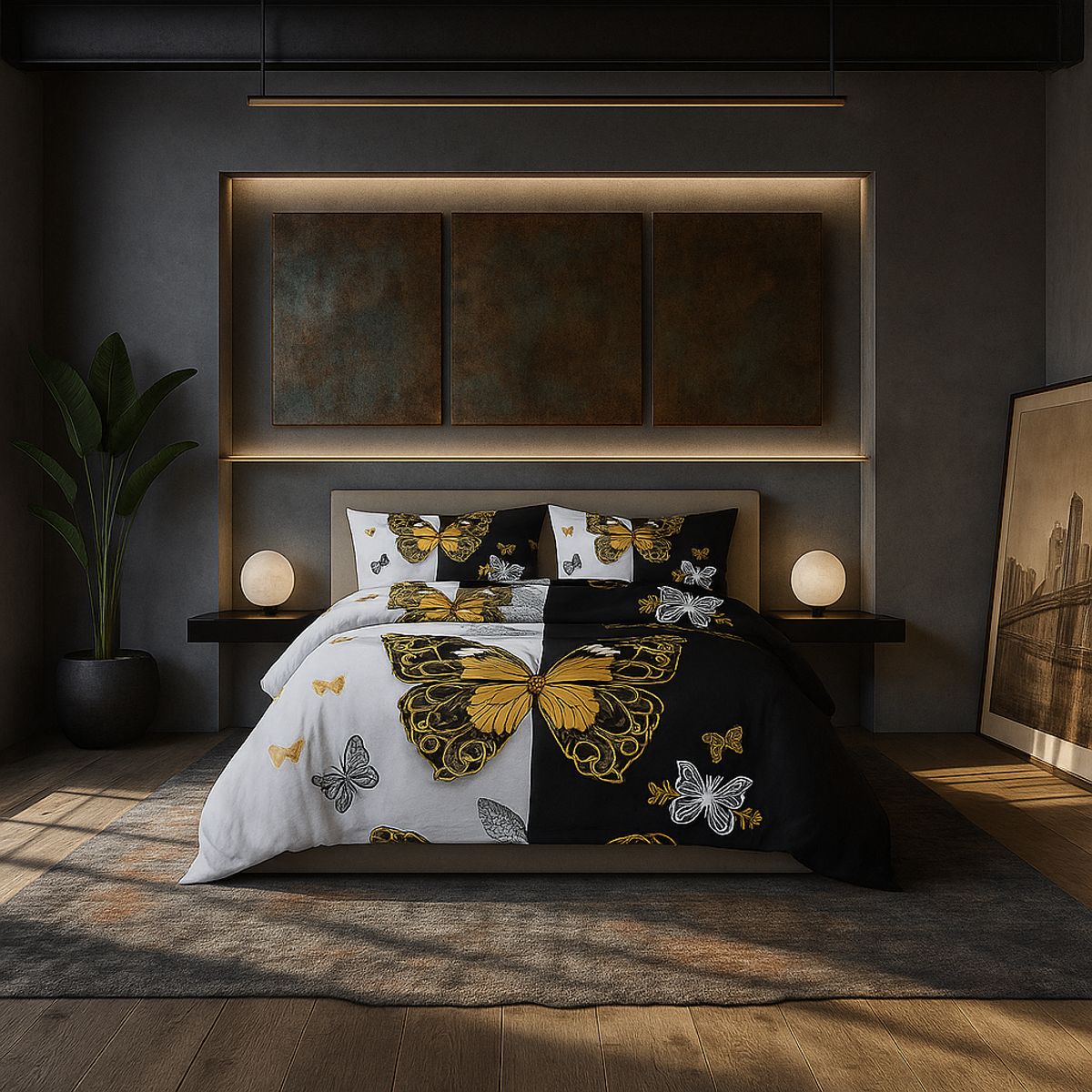 ARMONIA - Juego sabanas cama King de 25 plazas diseño Queen Mariposas 639