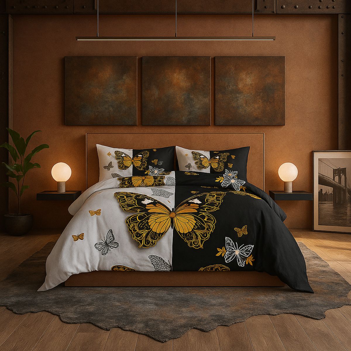 ARMONIA - Ropa de cama cama King de 25 plazas diseño Queen Mariposas modelo 639