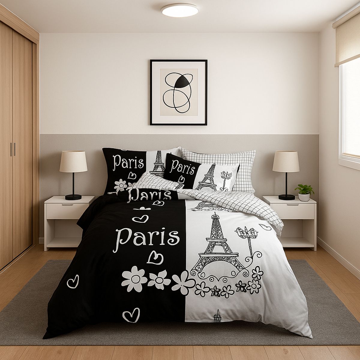 ARMONIA - Set de sábanas Queen 2 plazas diseño Eifel modelo 645