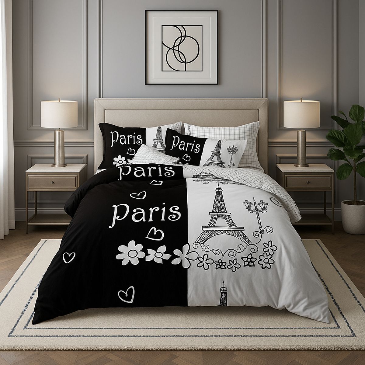 ARMONIA - Ropa de cama Queen 2 plazas diseño Eifel modelo 645