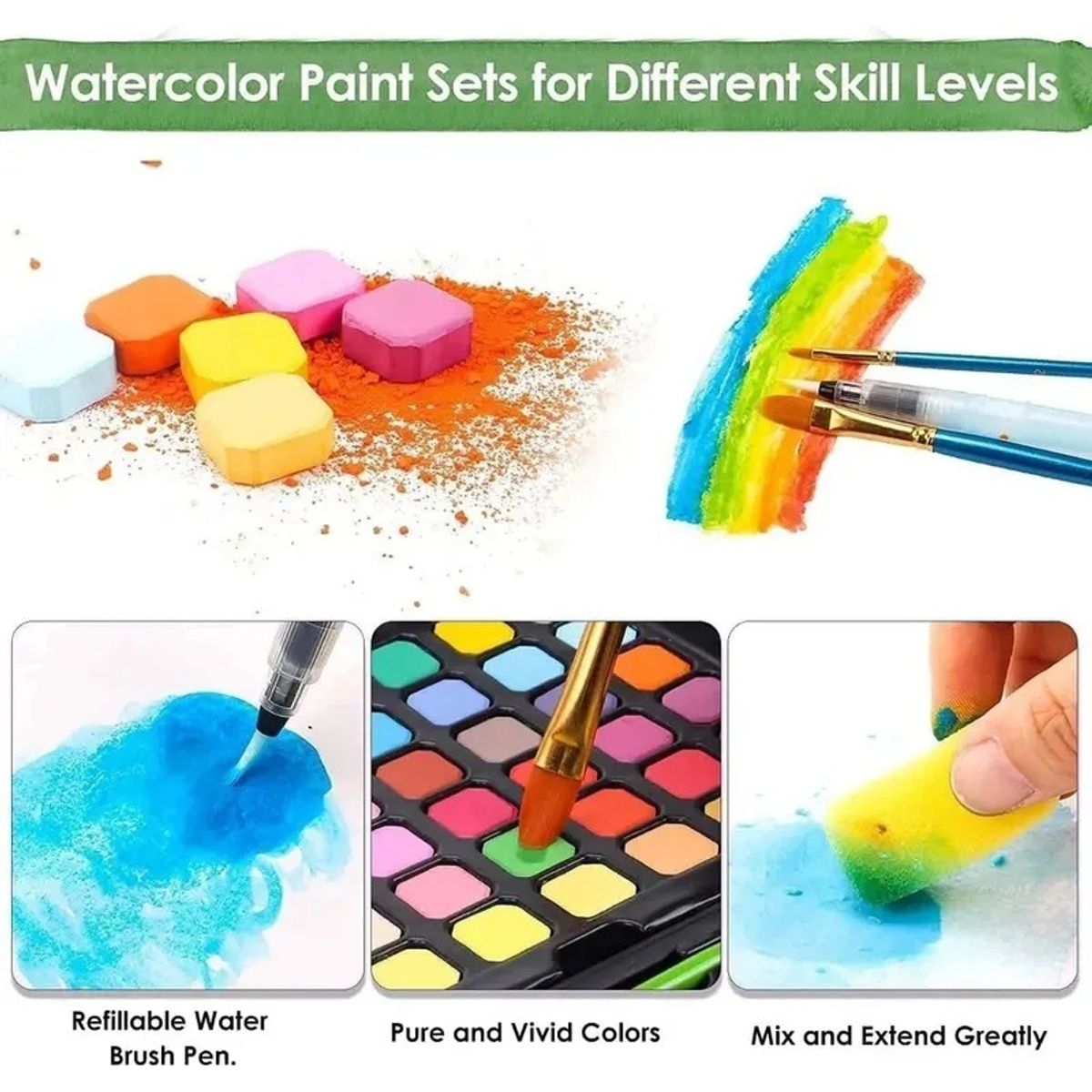 GENERICO - Acuarelas Profesionales 48 Colores Funda Negra