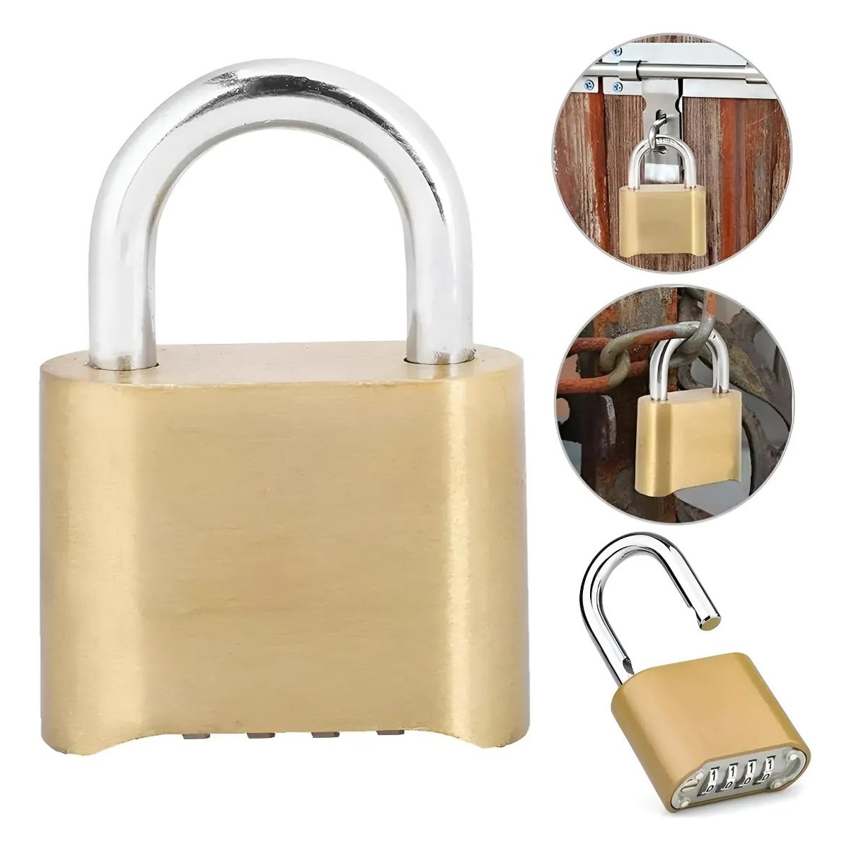 GENERICO - Candado Clave Inoxidable 4 Dígitos Exterior Waterproof 78mm