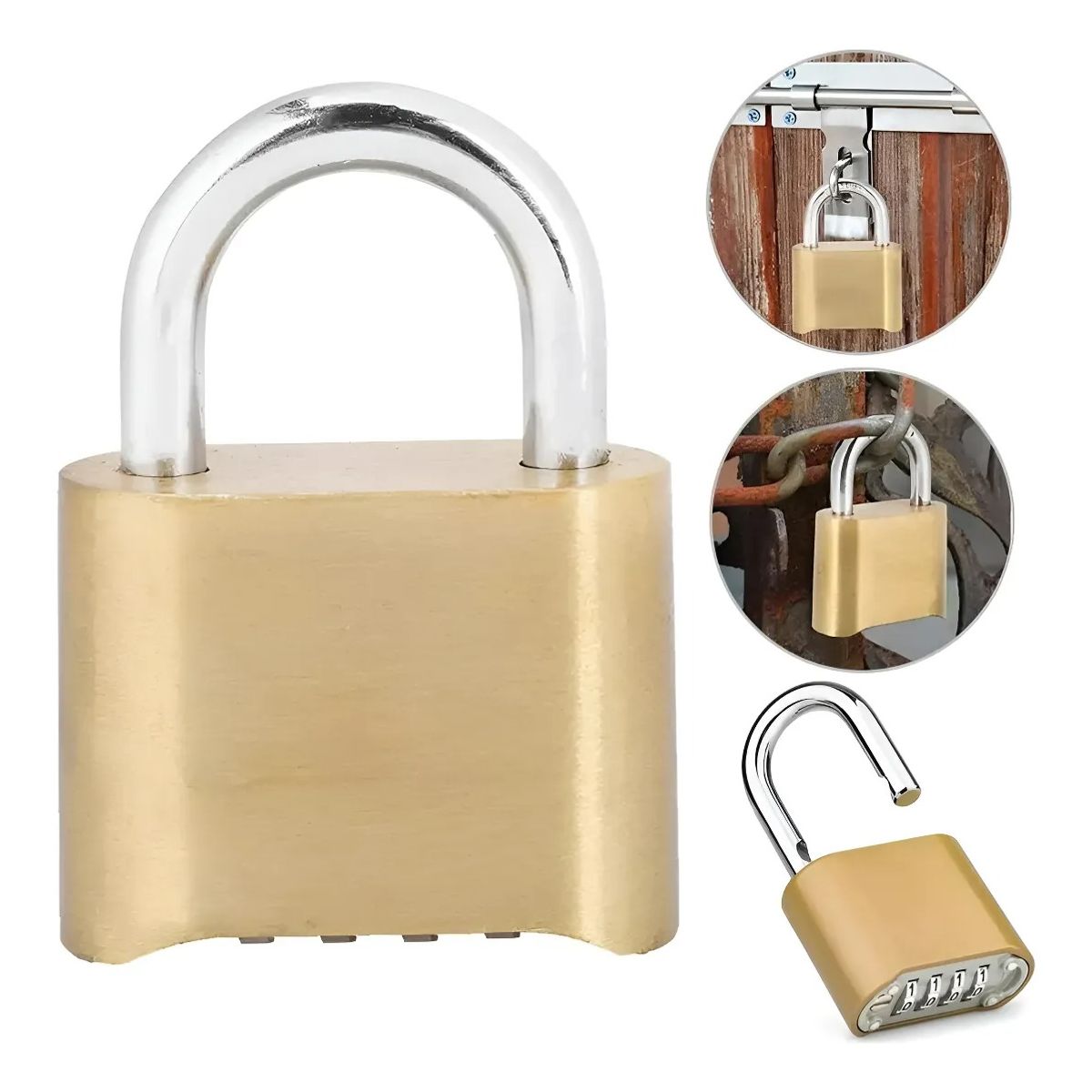 GENERICO - Candado Clave Inoxidable 4 Dígitos Exterior Waterproof 78mm