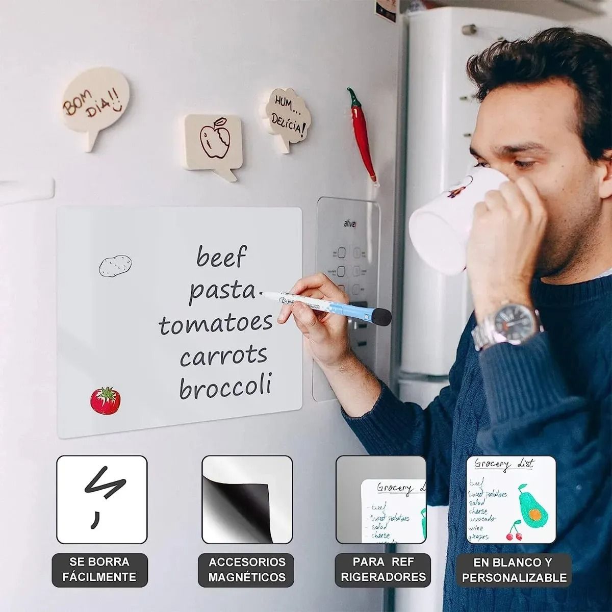GENERICO - Pizarra Magnética Para Refrigerador - Pizarra Flexible Imán