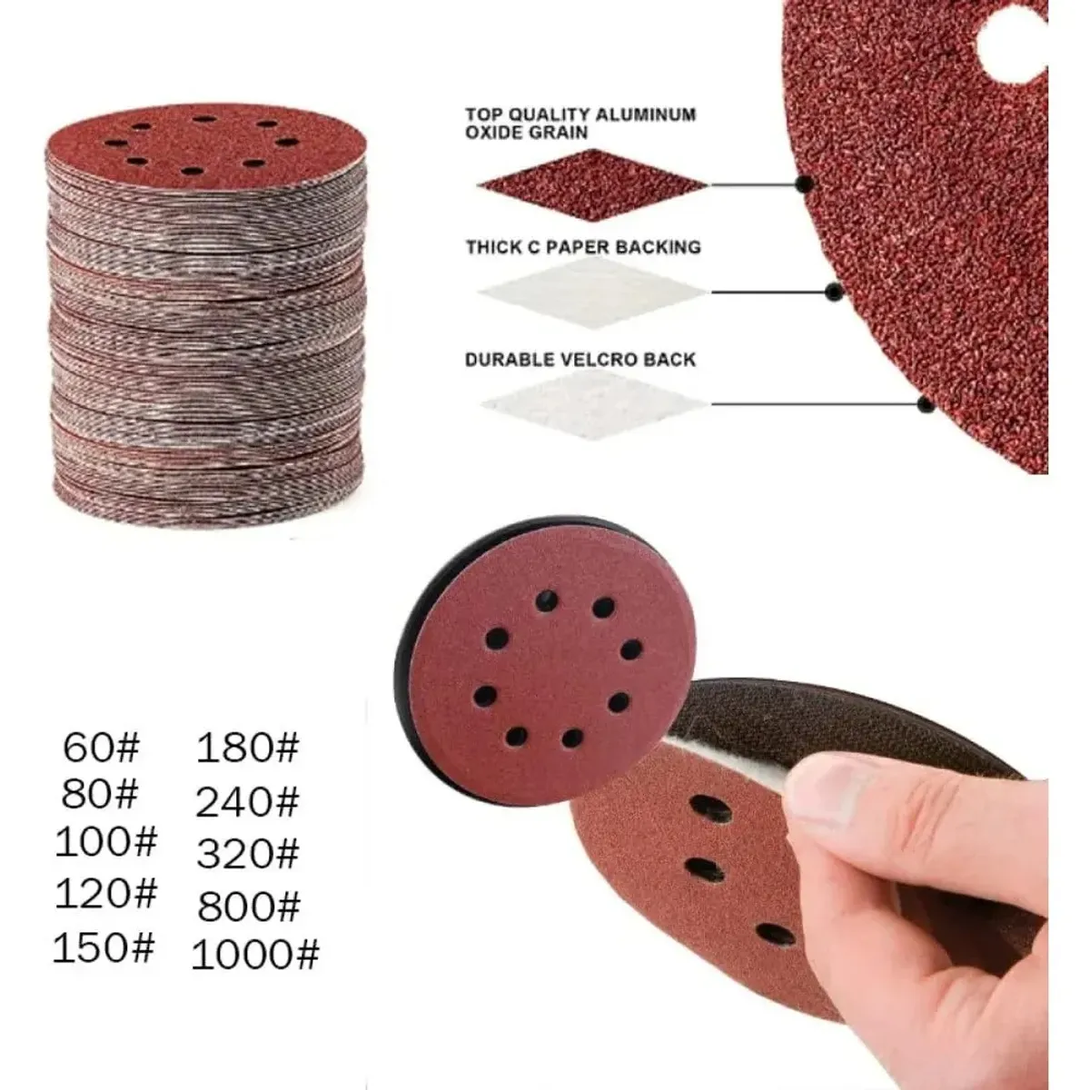 GENERICO - Grano 80 Disco Lija Velcro Set 10 Unidades Accesorios 225mm