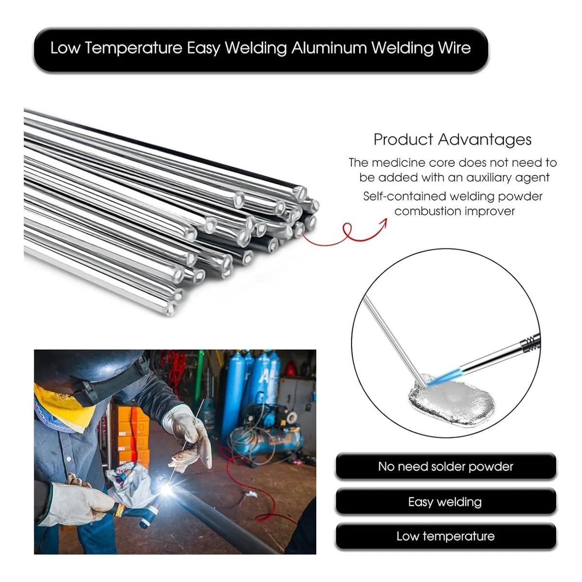 GENERICO - 20 Und Pack Varillas De Soldadura Aluminio Fusión Fácil