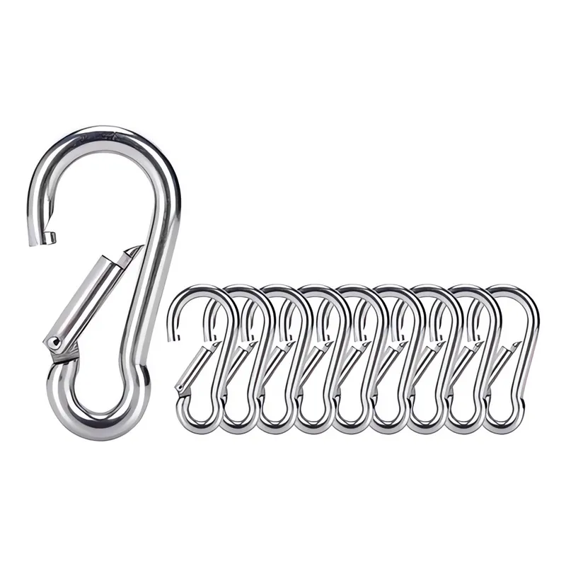 KUANGYE - 10× Mosquetón Reforzado Acero Para Cámping Exteriores 8x80mm