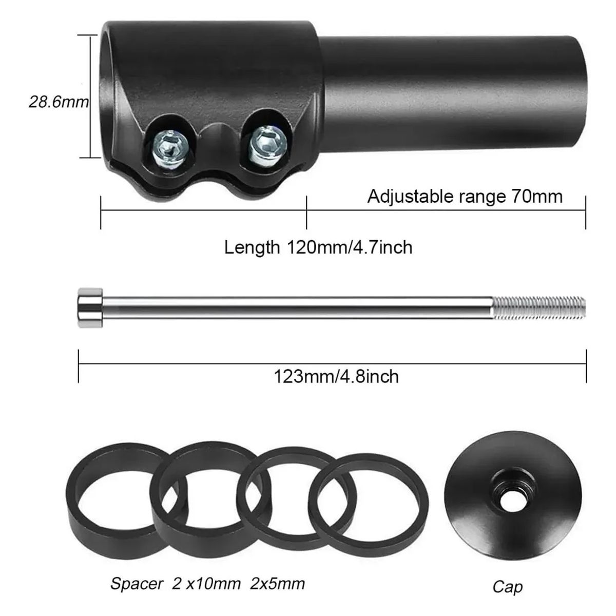GENERICO - Extensor / Adaptador Elevador Manillar De Espiga A-head 25.4