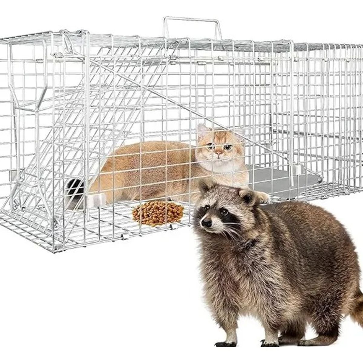 GENERICO - Jaula Trampa Para Captura Gatos 36x34x94cm