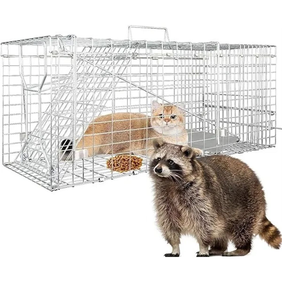 GENERICO - Jaula Trampa Para Captura Gatos 36x34x94cm