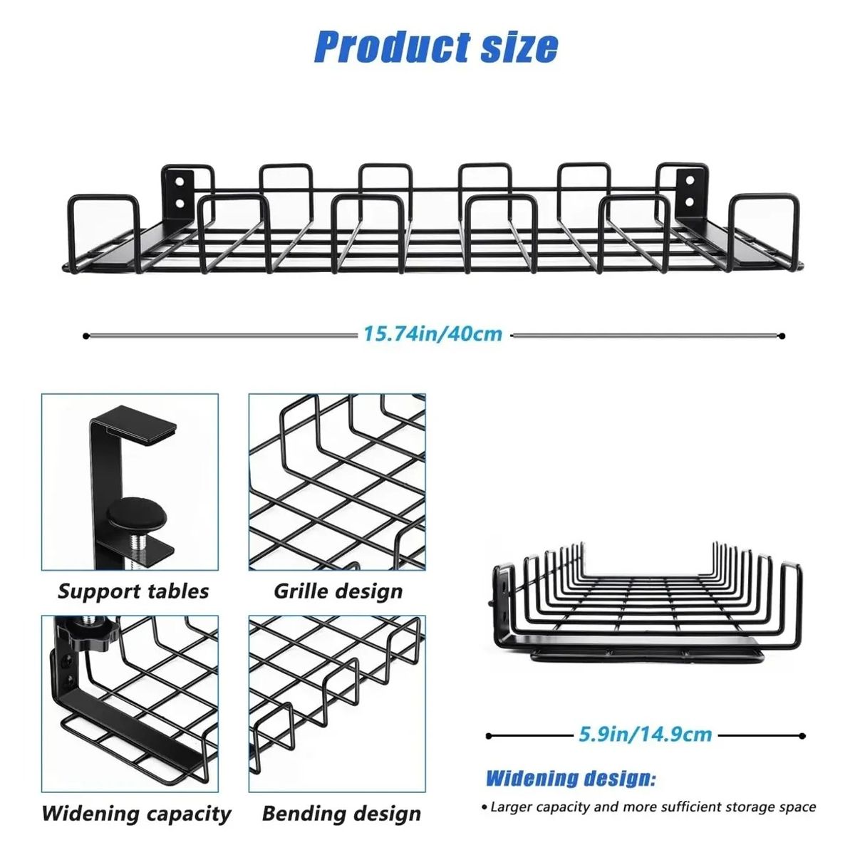 GENERICO - Organizadores De Cables De Escritorio 40x17 Cm