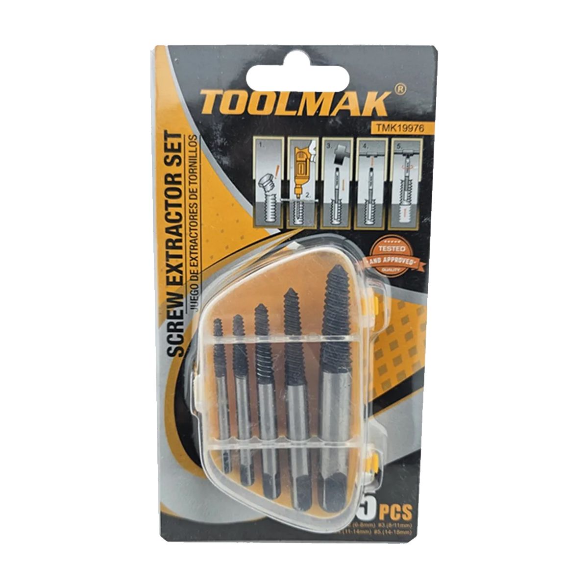 GENERICO - Extractor Tornillo Pernos Cortados 5 Piezas Toolmak