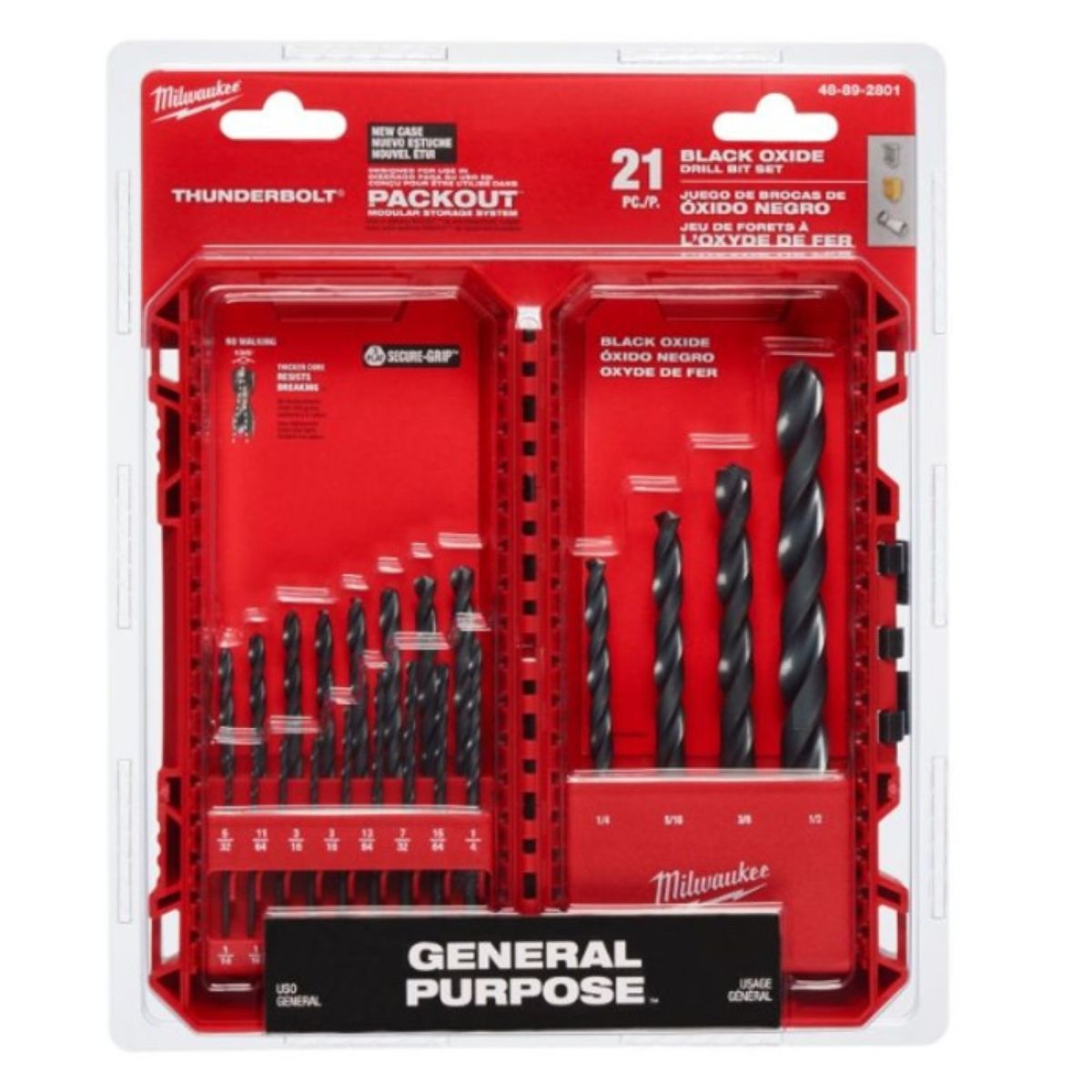 MILWAUKEE - Set de Brocas Thunderbolt Black Oxide Milwaukee 48-89-2801