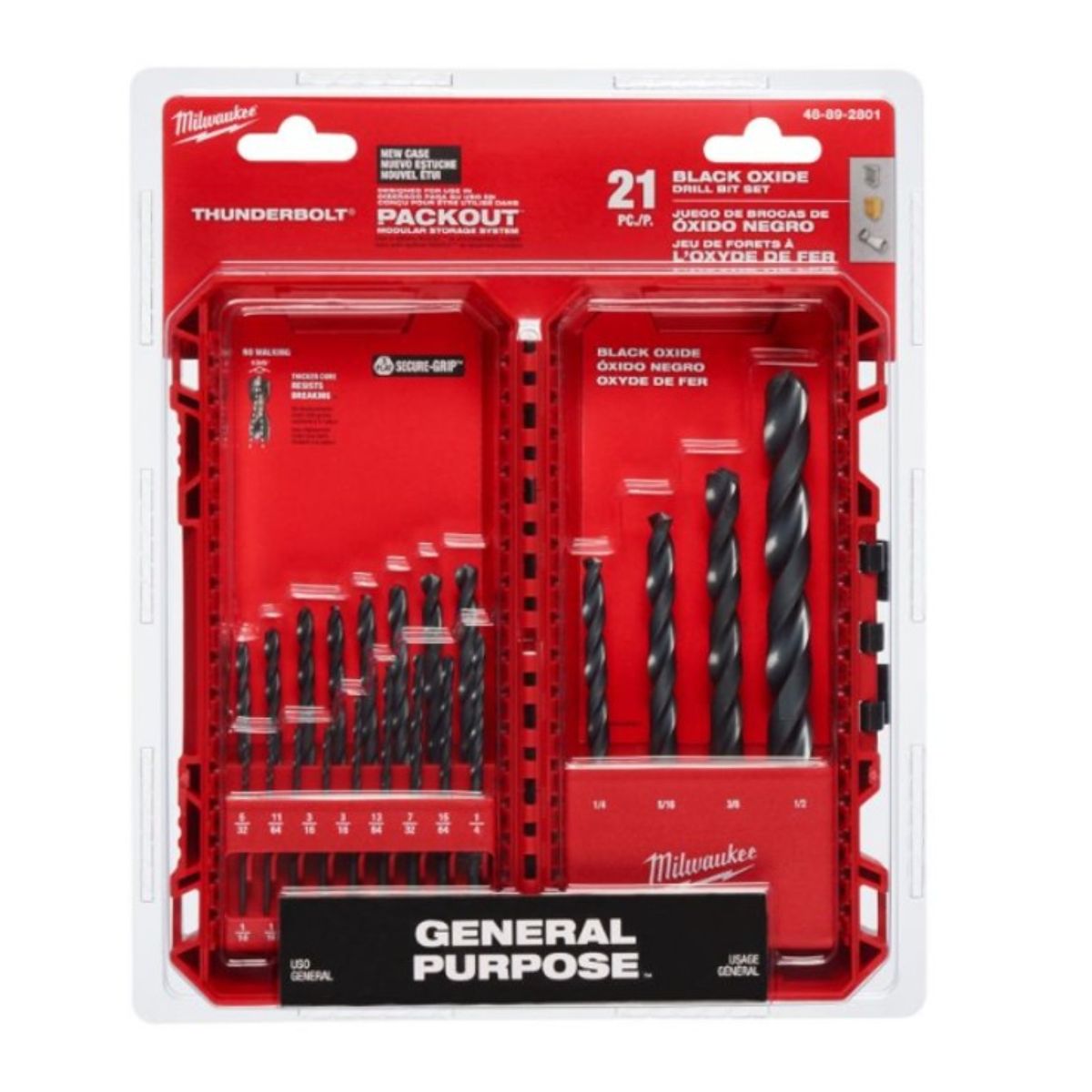 MILWAUKEE - Set de Brocas Thunderbolt Black Oxide Milwaukee 48-89-2801