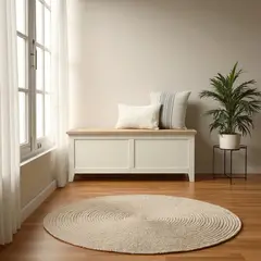 GENERICO - Baúl de madera Vintage 130x40x50 color Beige cubierta Natural