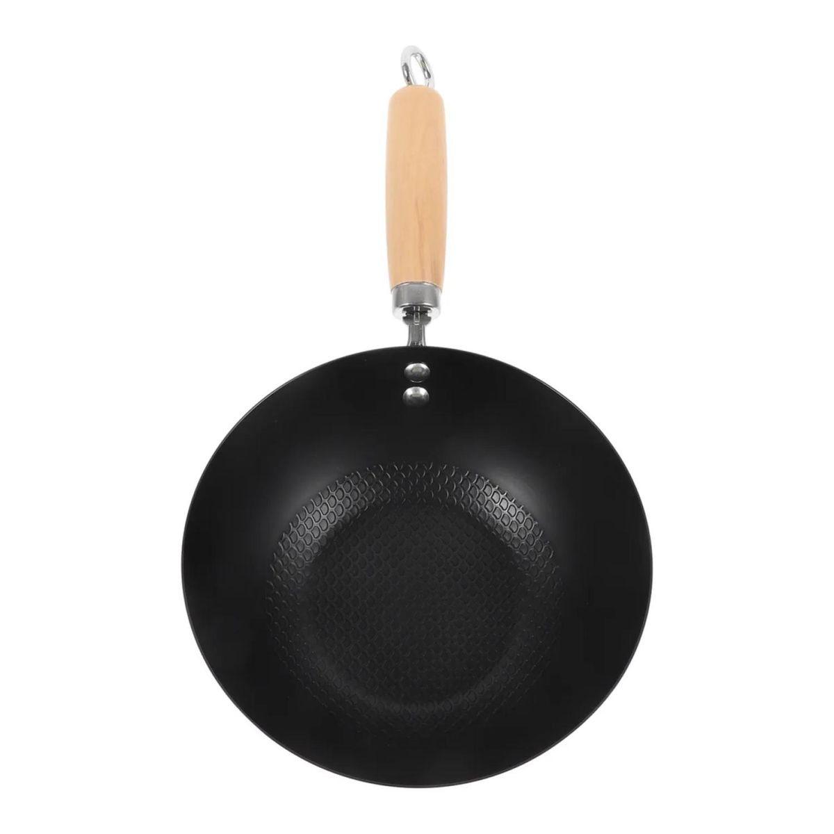 GENERICO - Sarten Wok Antiadherente 24cm Negro Con Mango De Madera
