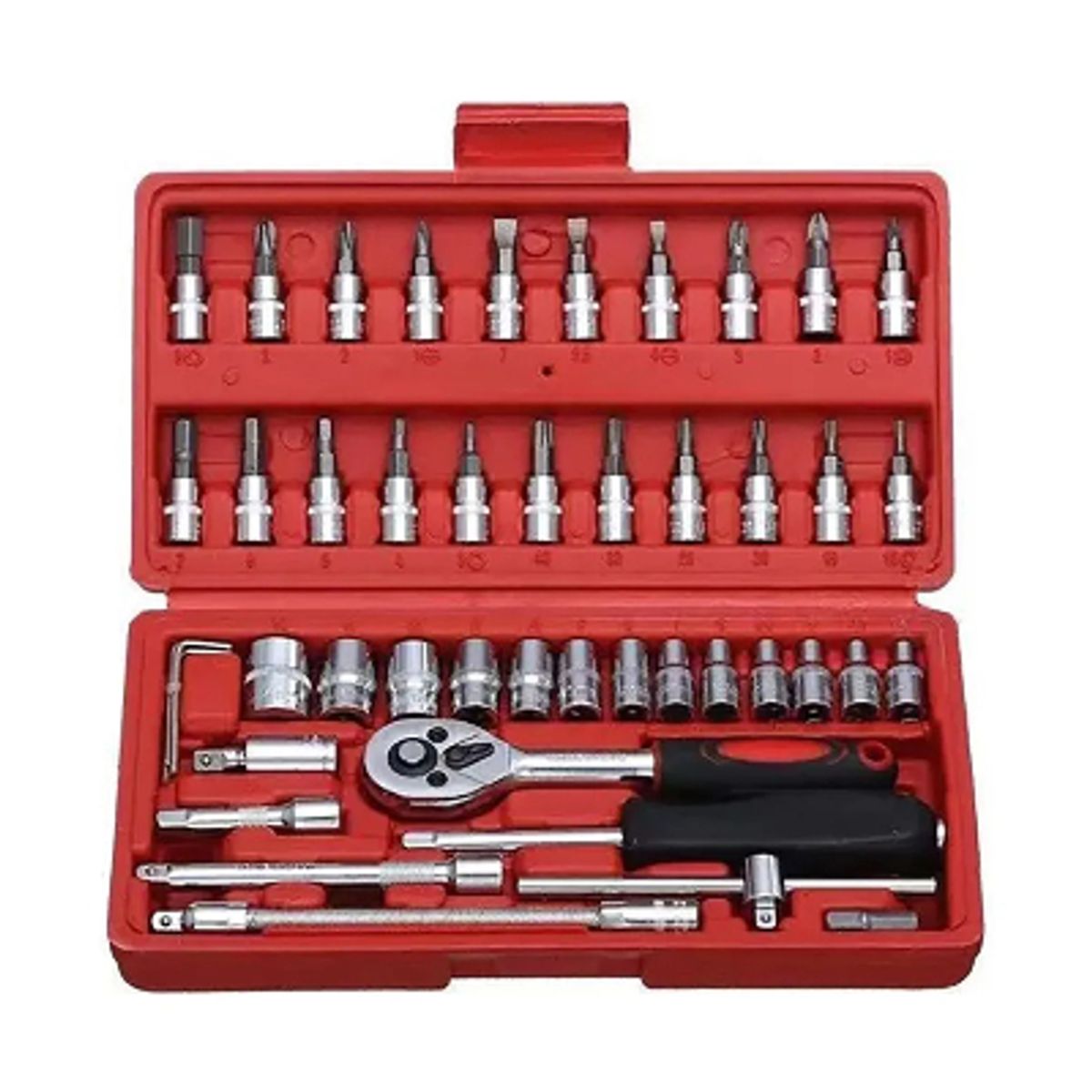 Set Caja Juego Herramienta Dados 46 Piezas Acero Carbono 1/4, marca GENERICO - Foto Principal