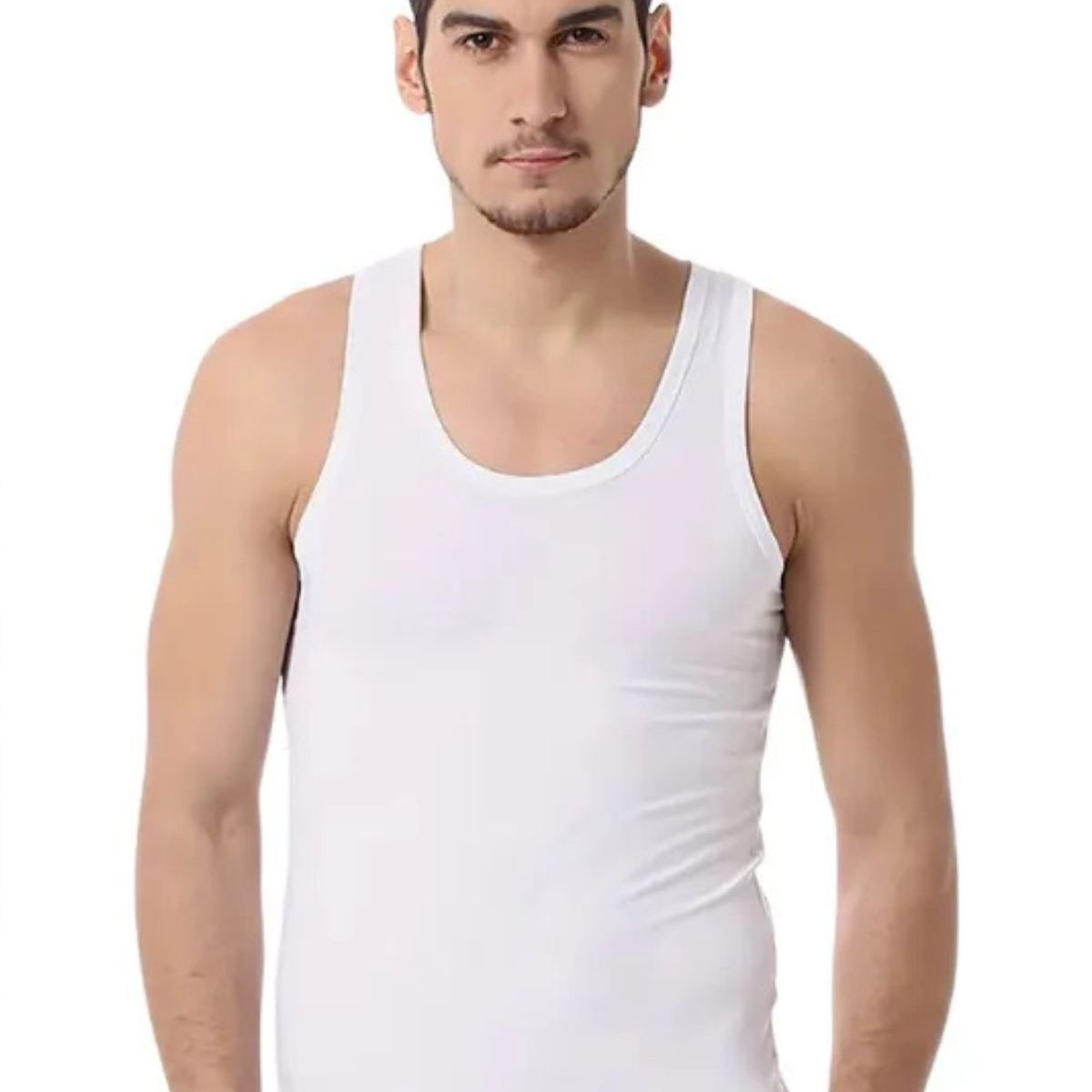 LOOK SHOP - Pack 3 Camisetas Algodón Sin Manga , Negra, Gris Blanco. 045