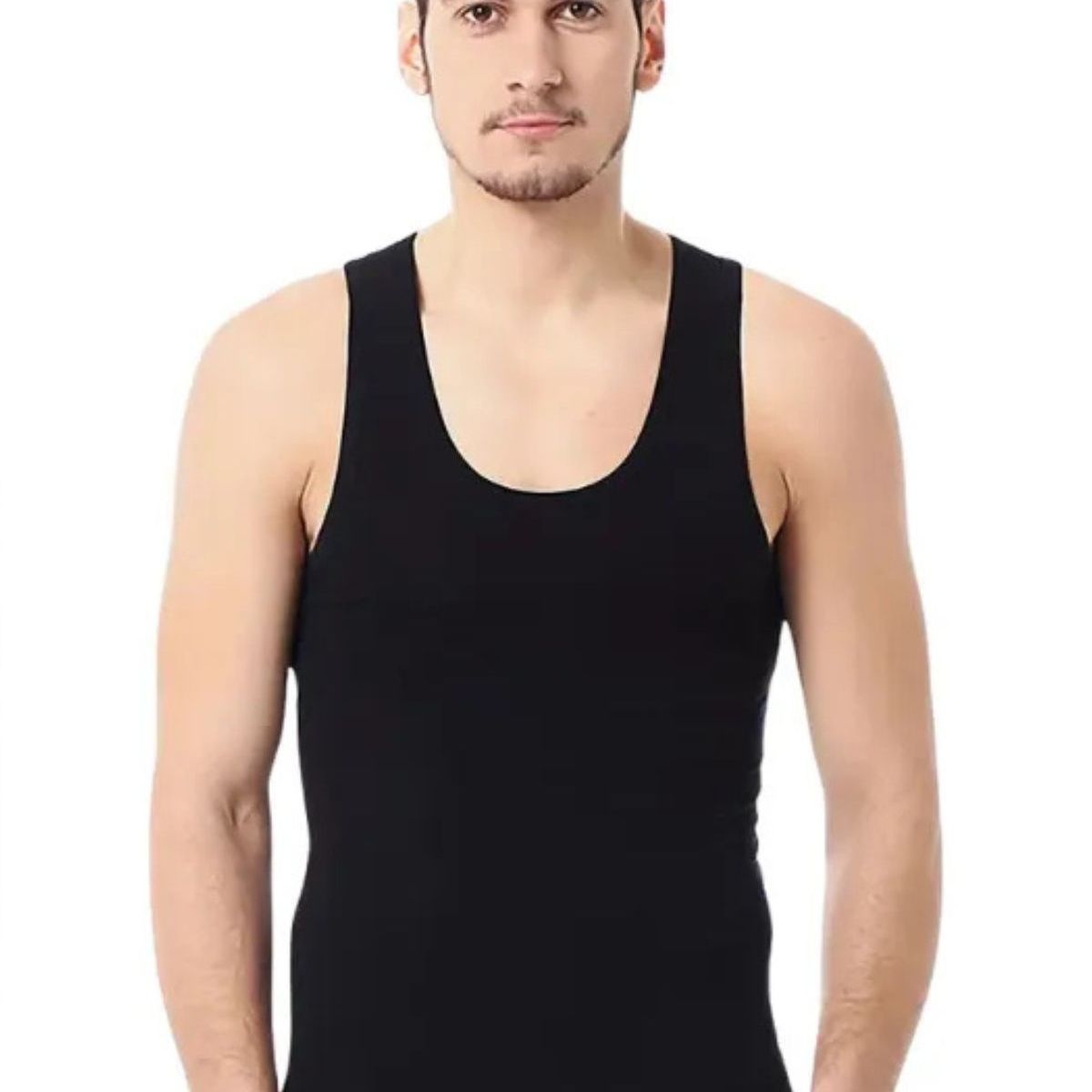 LOOK SHOP - Pack 3 Camisetas Algodón Sin Manga , Negra, Gris Blanco. 045