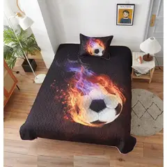 GENERICO - CUBRECAMA QUILT DE VERANO DISEÑO BALON FUTBOL 1.5 PLAZA WYM