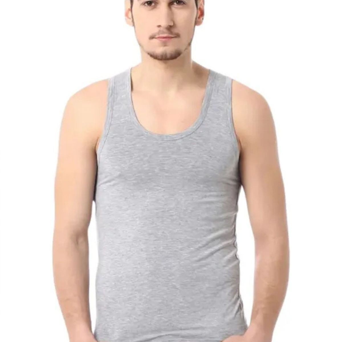 LOOK SHOP - Pack 3 Camisetas Algodón Sin Manga , Negra, Gris Blanco. 045