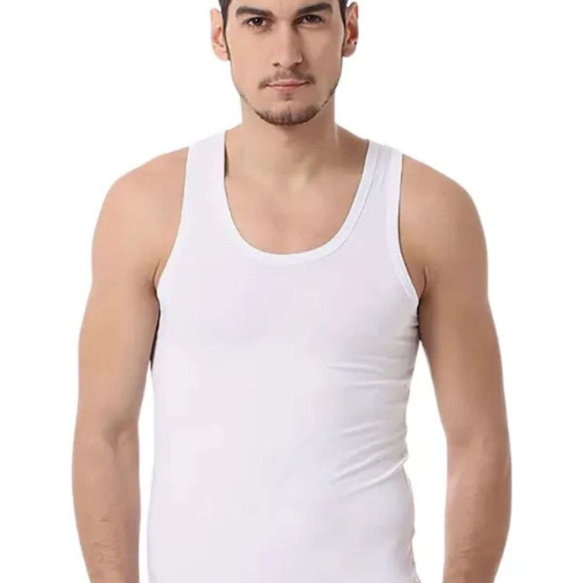 LOOK SHOP - Pack 3 Camisetas Algodón Sin Manga , Negra, Gris Blanco. 045