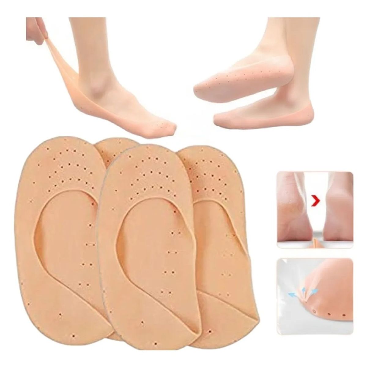 GENERICO - Pack X3 Pares Almohadillas Protector Hidratante Pie Silicona