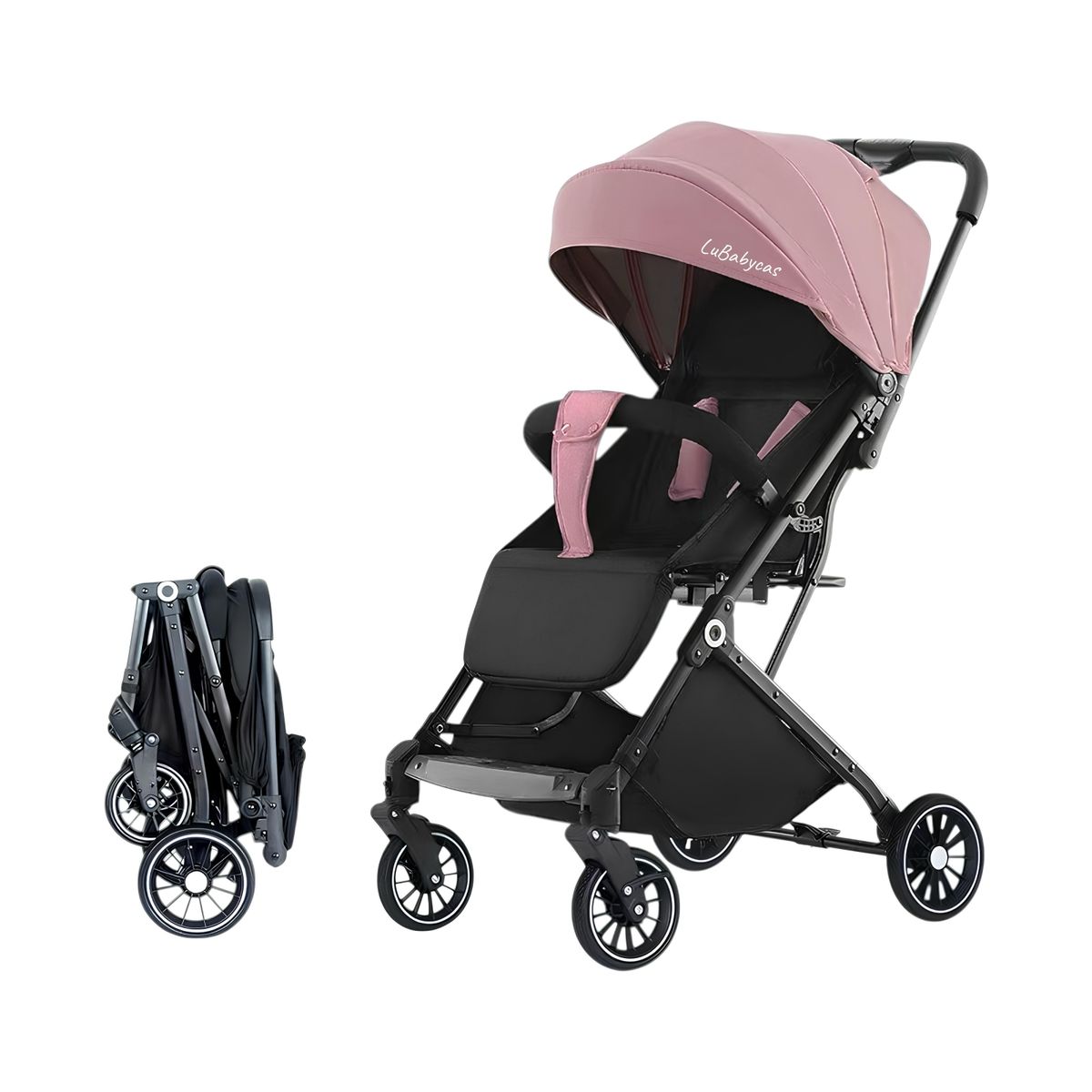 LUBABYCAS - Coche Paseo Maleta Compacto 0-3 Años Tour Rosa LuBabycas