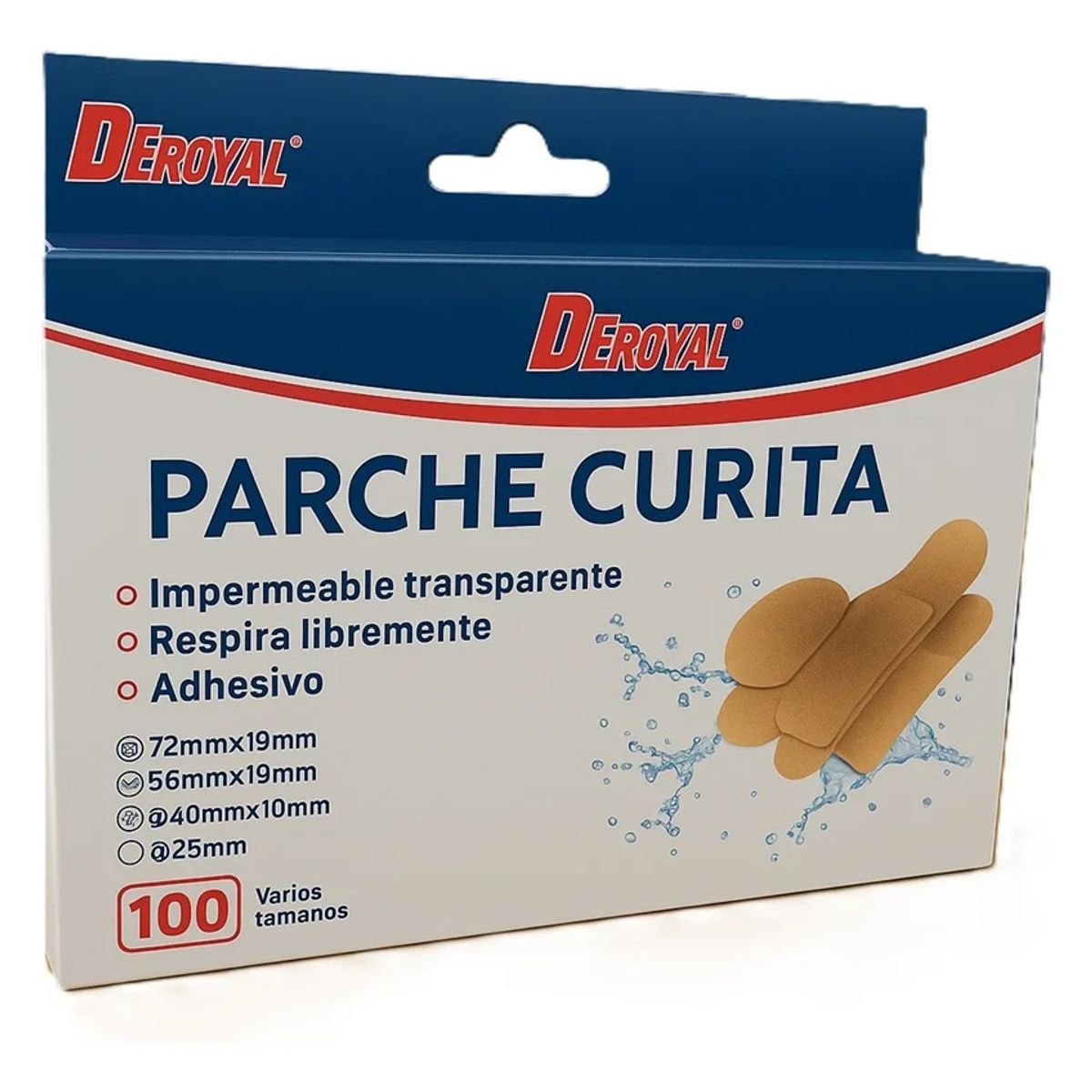 GENERICO - Parche Curita Adhesivo Variado Resistente Agua 100 Unidades