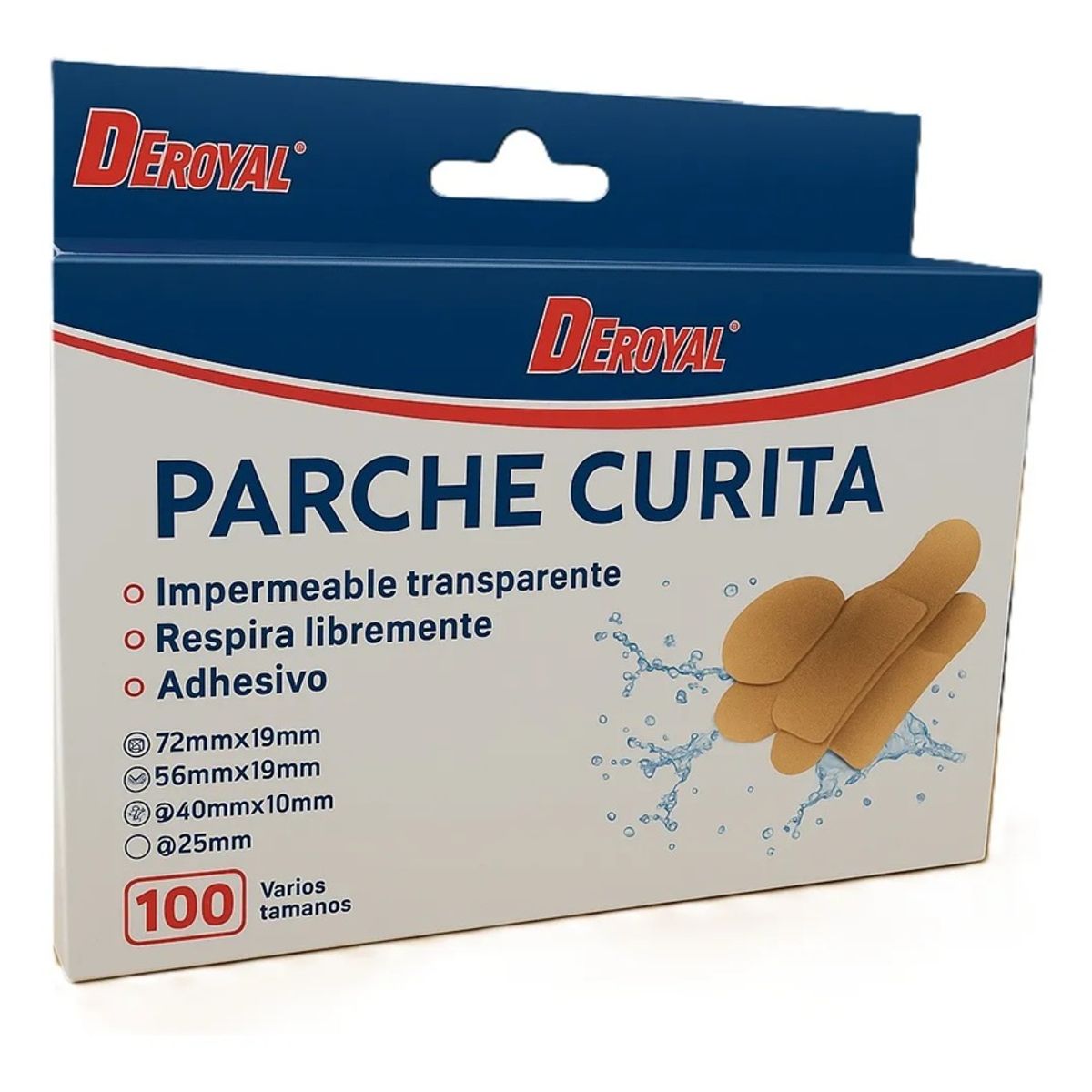 GENERICO - Parche Curita Adhesivo Variado Resistente Agua 100 Unidades