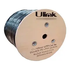 ULINK - Cable Red Exterior Cat5e Doble Chaqueta Pvc 305 Metros