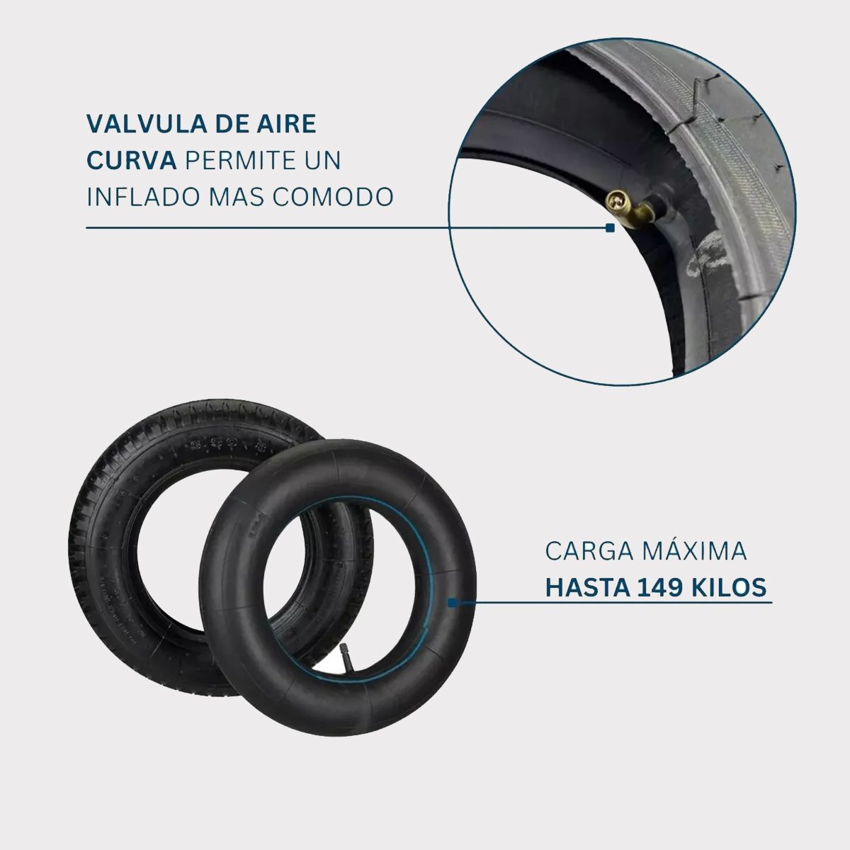 GENERICO - Neumático y Cámara De Carretilla 350 8