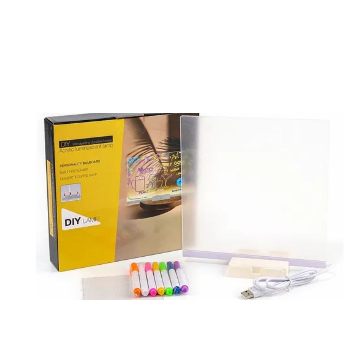 GENERICO - Pizarra Tablero Acrílico Luz Led Con Plumones