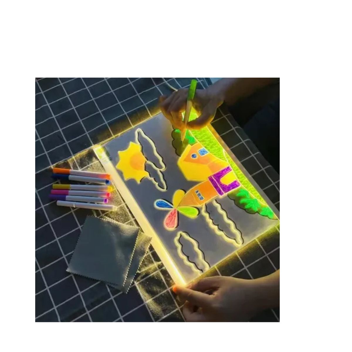 GENERICO - Pizarra Tablero Acrílico Luz Led Con Plumones