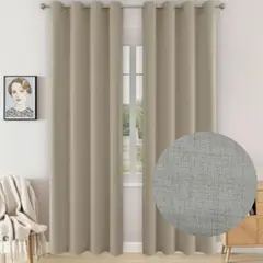 GENERICO - Cortina Blackout Lino Engomada 140x240cm 2 Paños Beige