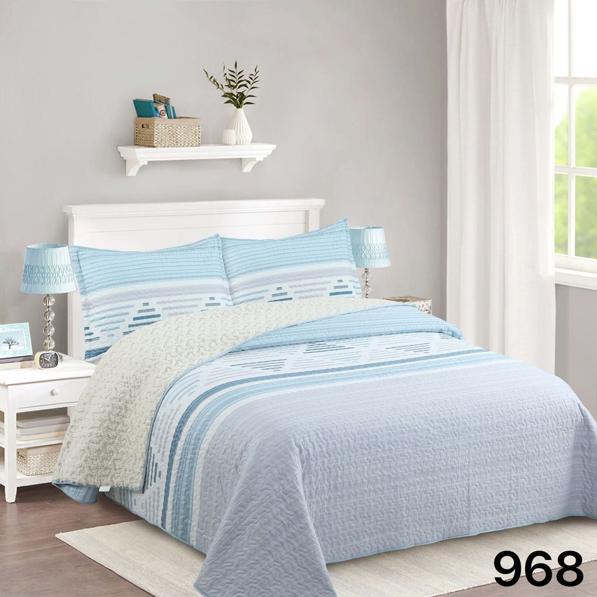 GENERICO - Cubrecama Sherpa 2 Plazas - Multicolor Triángulos M968