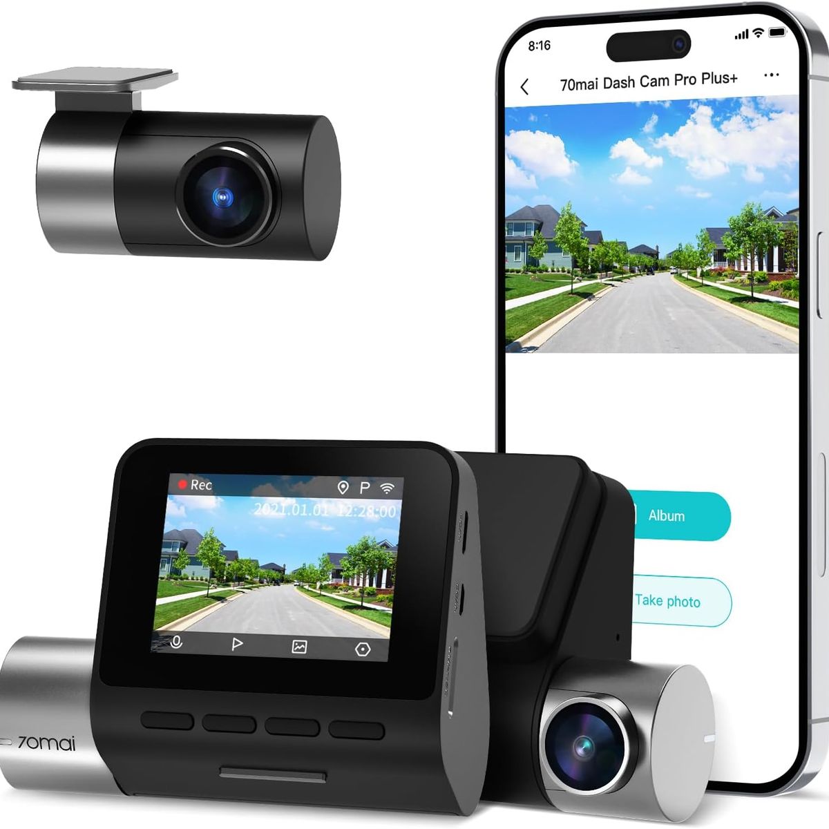 70MAI - 70mai Cámara frontal y trasera A500S GPS integrado Wifi pantalla IPS