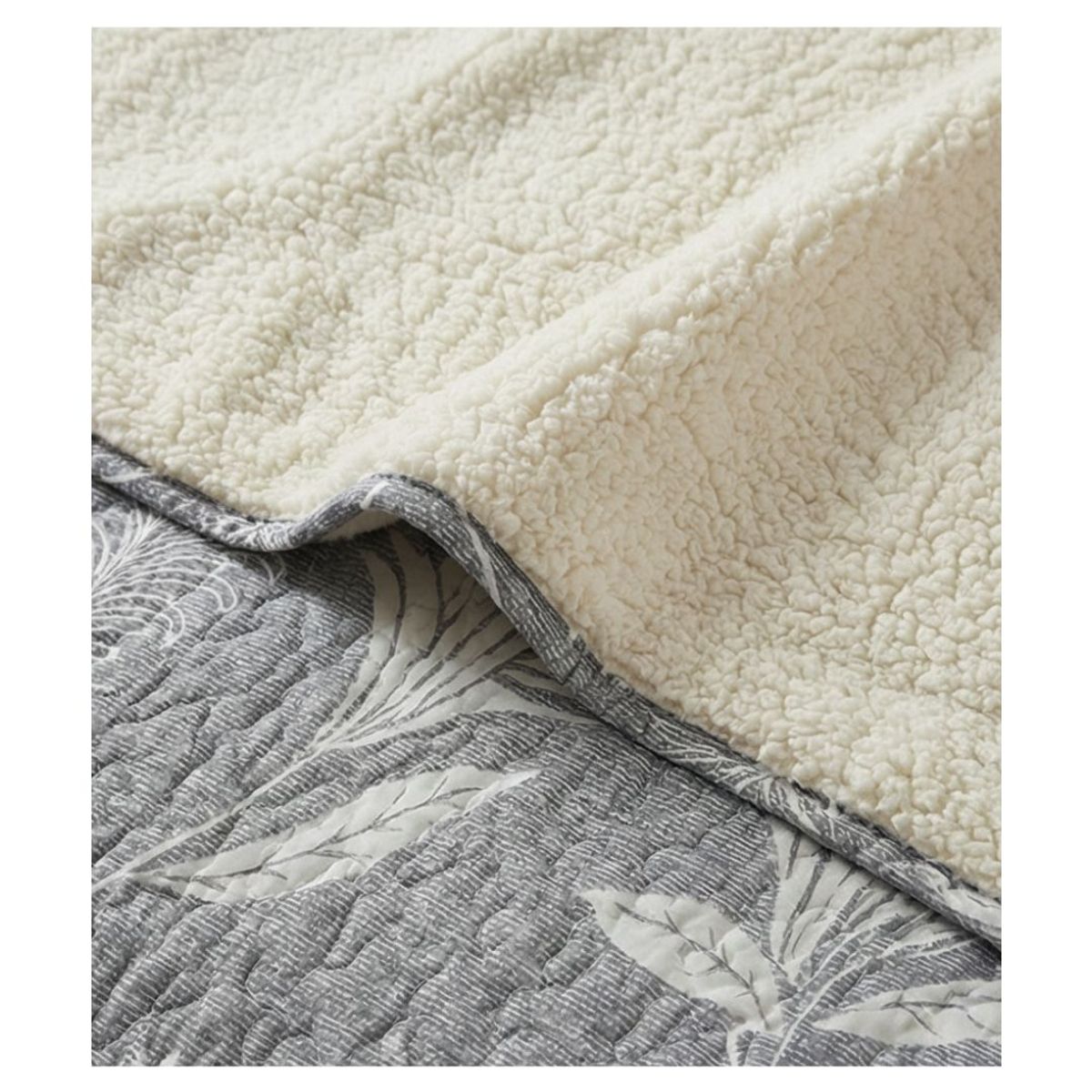 GENERICO - Cubrecama Sherpa 2 Plazas - Gris Hojas M961