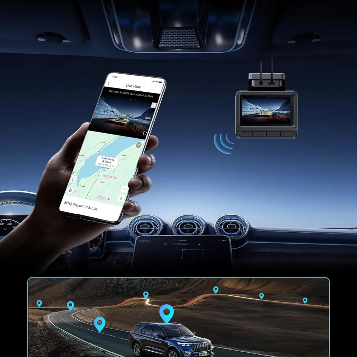 ADN - DDPAI Cámara frontal y trasera Z50Pro GPS integrado Wifi pantalla IPS