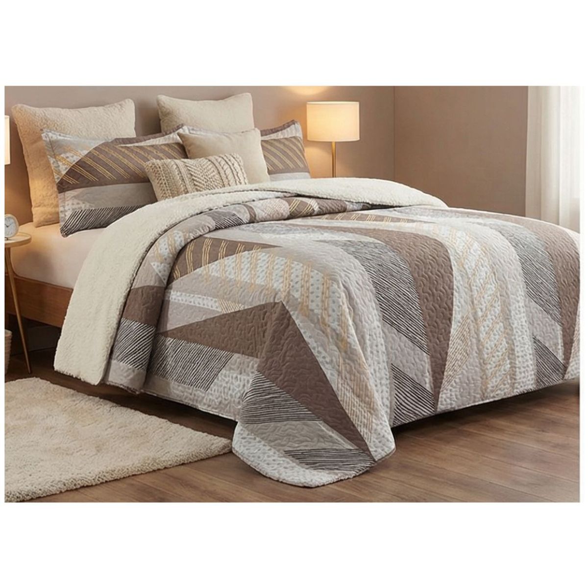 GENERICO - Cubrecama Quilt Sherpa 2 Plazas - Apache M959