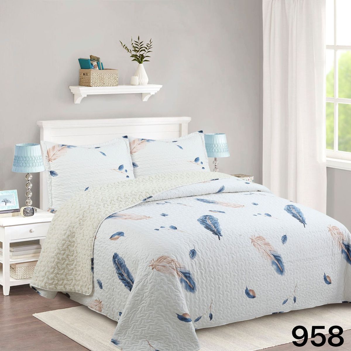 GENERICO - Cubrecama Quilt Sherpa 2 Plazas - Iowa M958