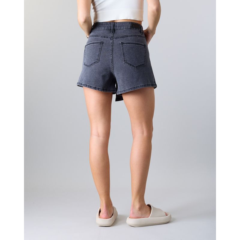 POLEMIC - Falda Short Mujer Denim Negro Polemic