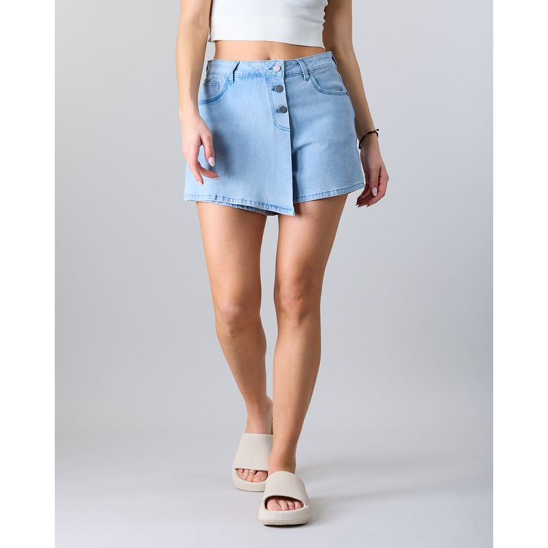 POLEMIC - Falda Short Mujer Denim Celeste Polemic