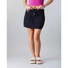 POLEMIC - Falda Cargo Mujer Canvas con short interior Negro