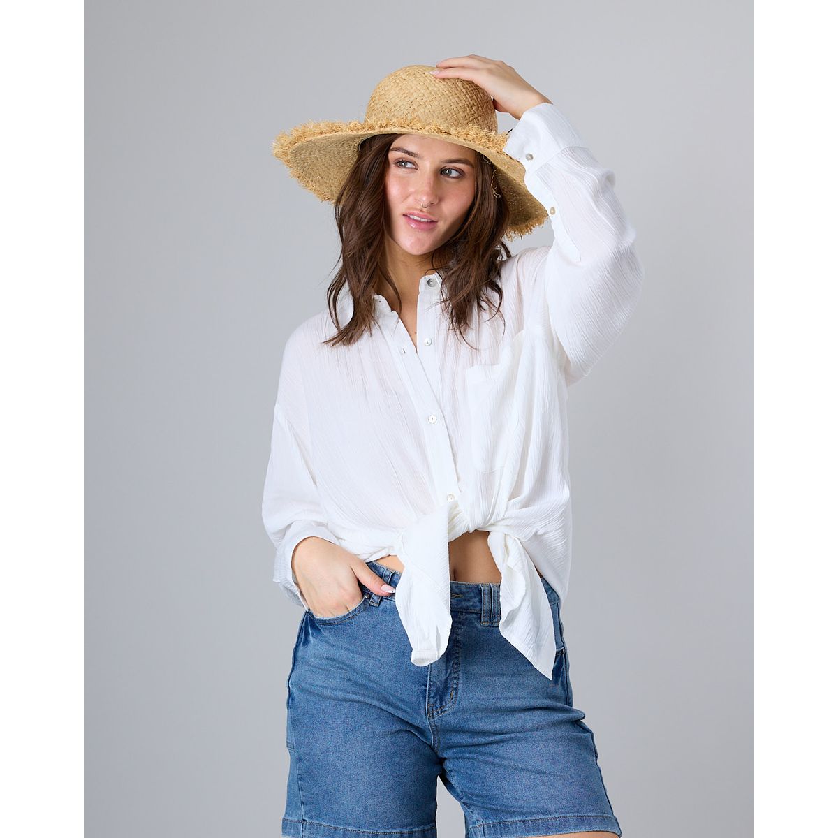 POLEMIC - Blusa Mujer manga larga Relaxed Fit Blanco Polemic
